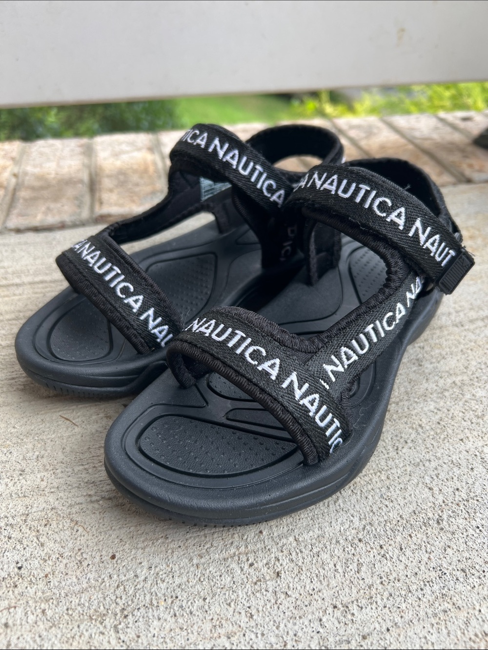 Nautica Kids Black Logo Strap Velcro Sandals Size 13